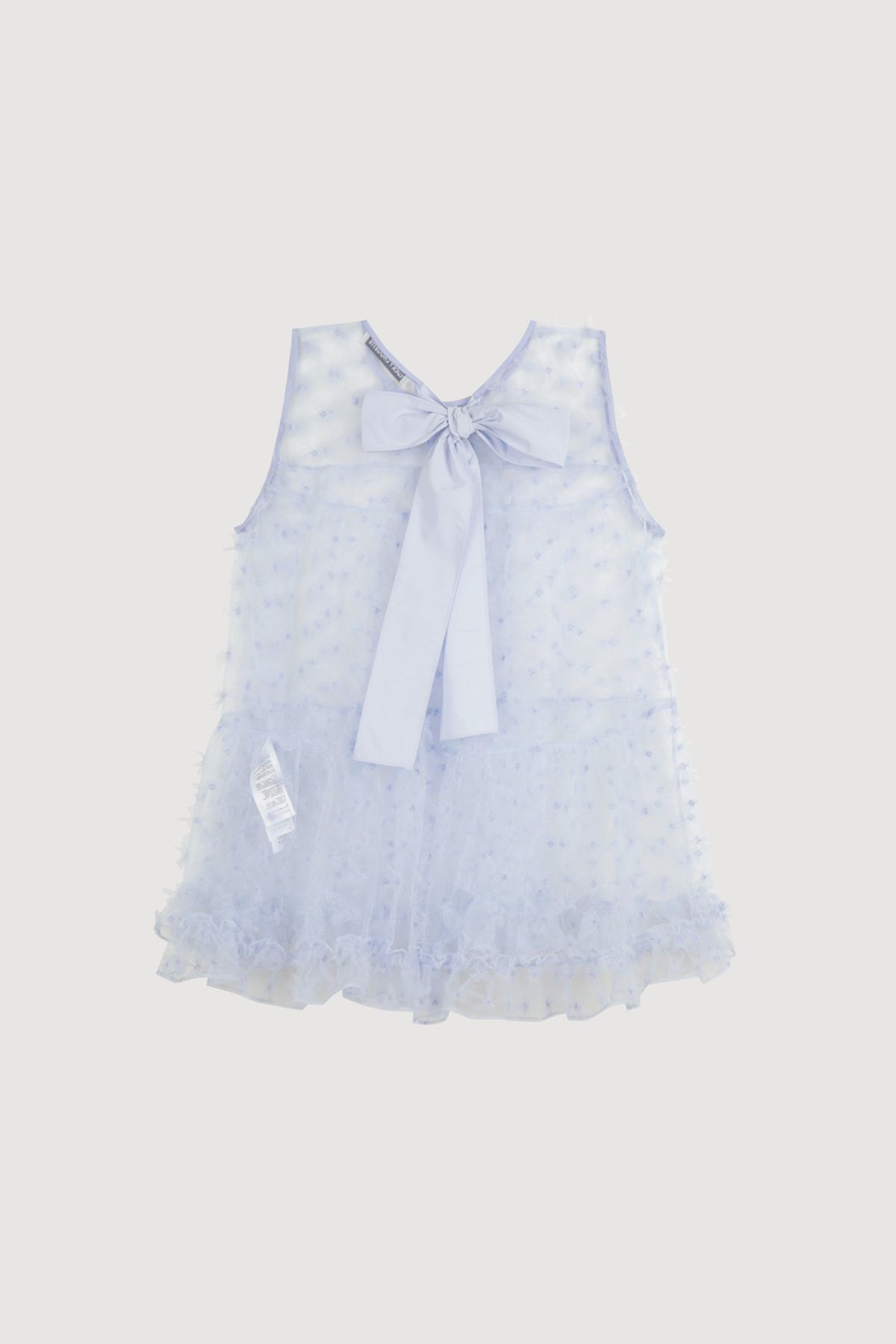 럭키슈에뜨(LUCKY CHOUETTE) Sleeveless Flower Embroidery Shirring Blouse (light blue) LFSAX25025BUL