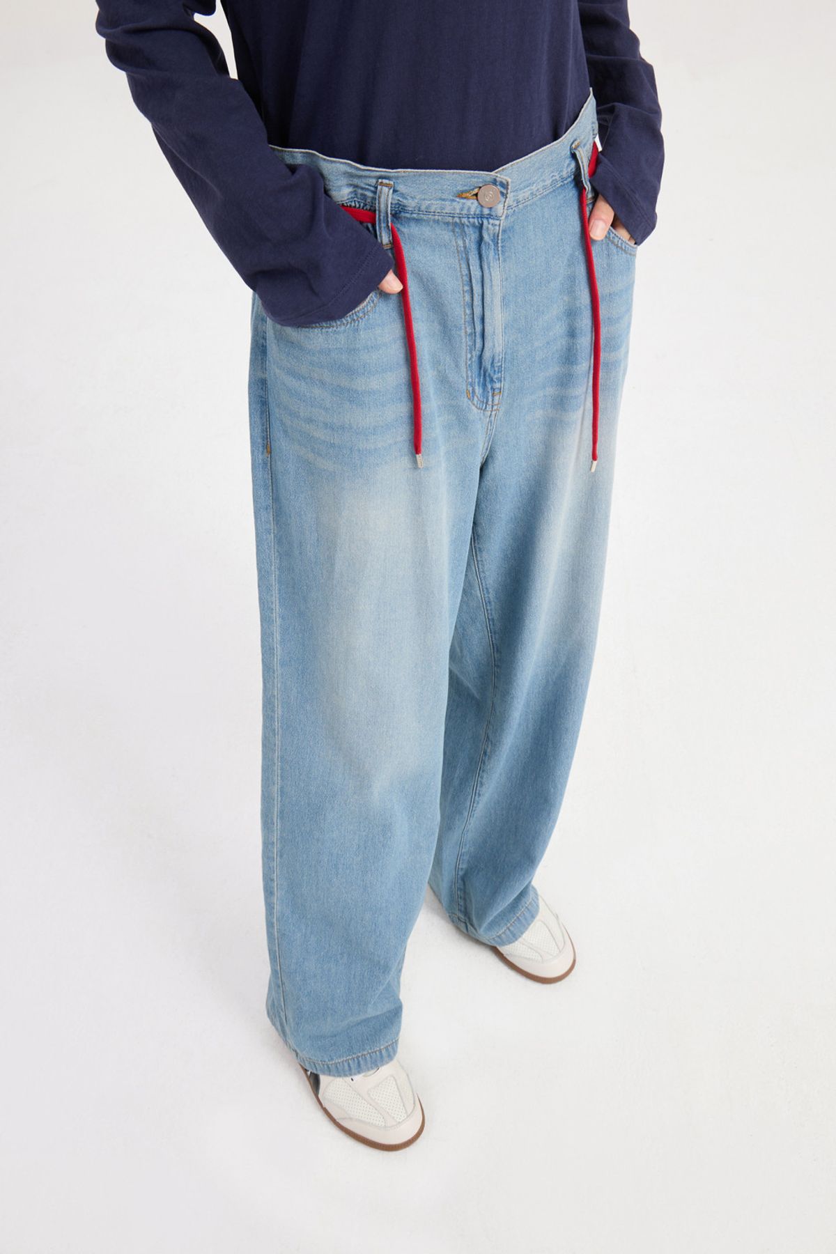 럭키슈에뜨(LUCKY CHOUETTE) String Point In Banding Denim Pants (blue) LFPDA25120BUX