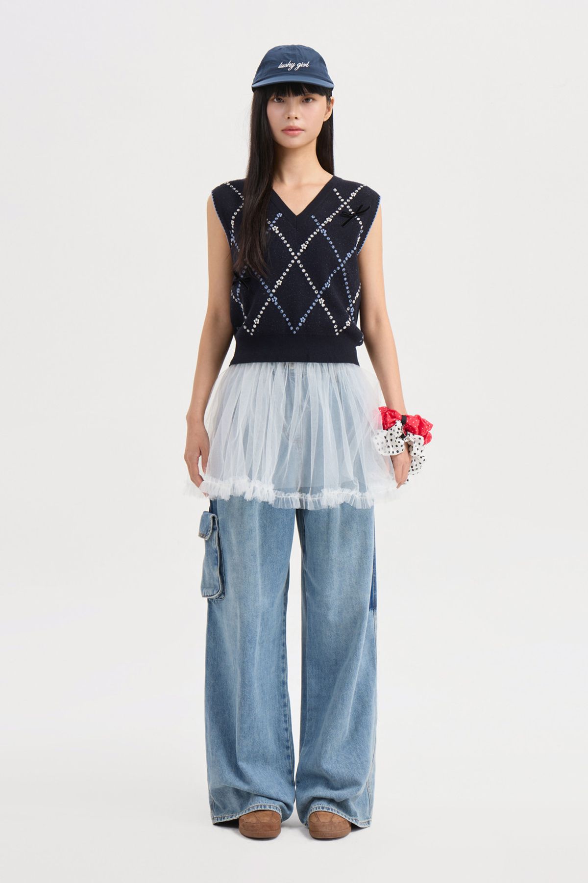 럭키슈에뜨(LUCKY CHOUETTE) Out Pocket Denim Pants (blue) LFPDA25190BUX