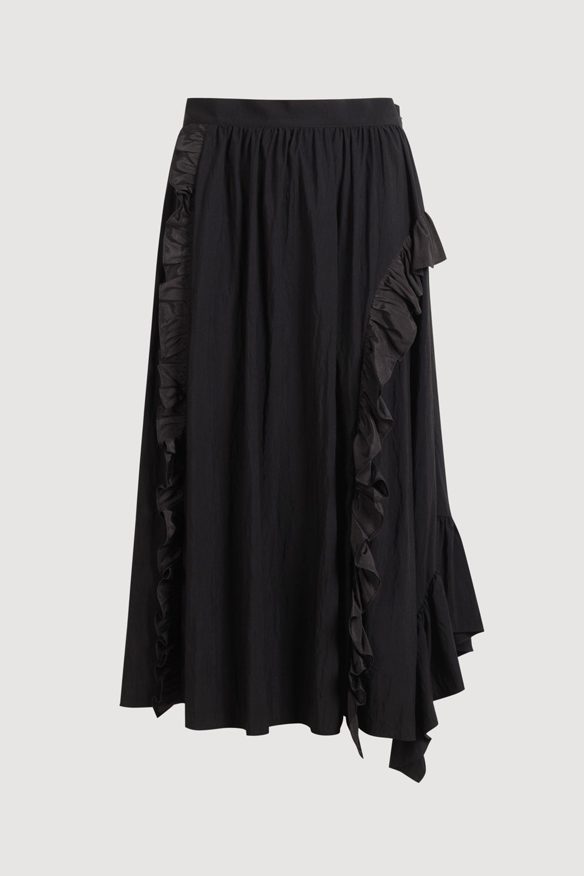 럭키슈에뜨(LUCKY CHOUETTE) Frill Point Back Banding Long Skirt (black) LFKAA25110BKX