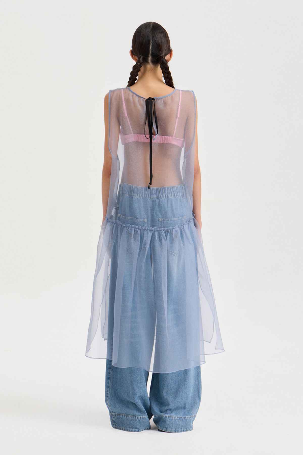 럭키슈에뜨(LUCKY CHOUETTE) Sleeveless Layering Frill Dress (grey) LFDAX25680GYX