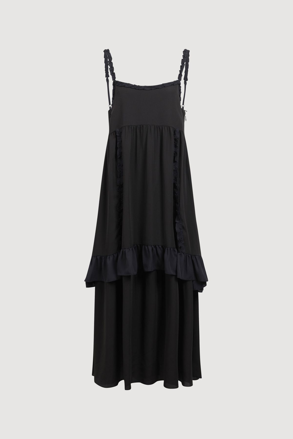 럭키슈에뜨(LUCKY CHOUETTE) Coloration Frill Layering Dress (black) LFDAW25210BKX