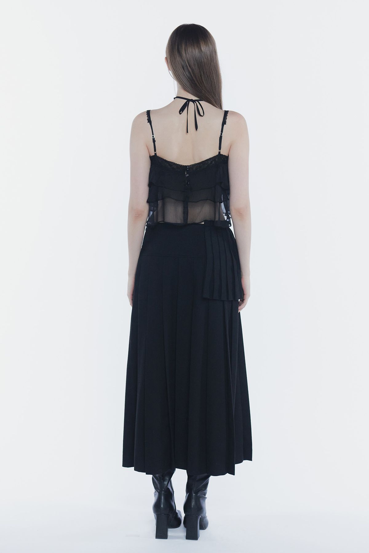 페인오어플레져(PAINORPLEASURE) LAYERED PLEATS SKIRT black