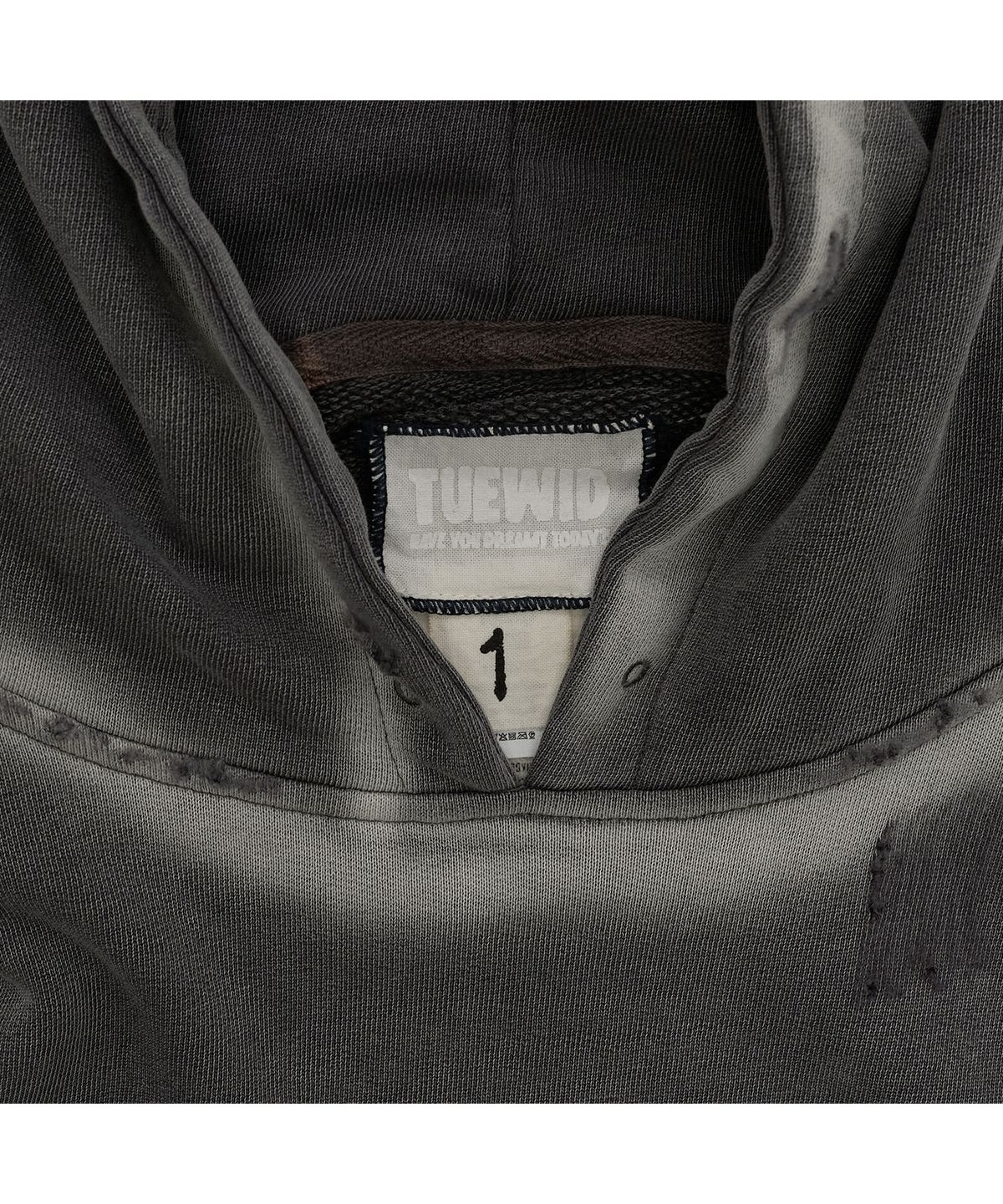 투위드(TUEWID) Tuewid croped hoodie in washed peppercorn
