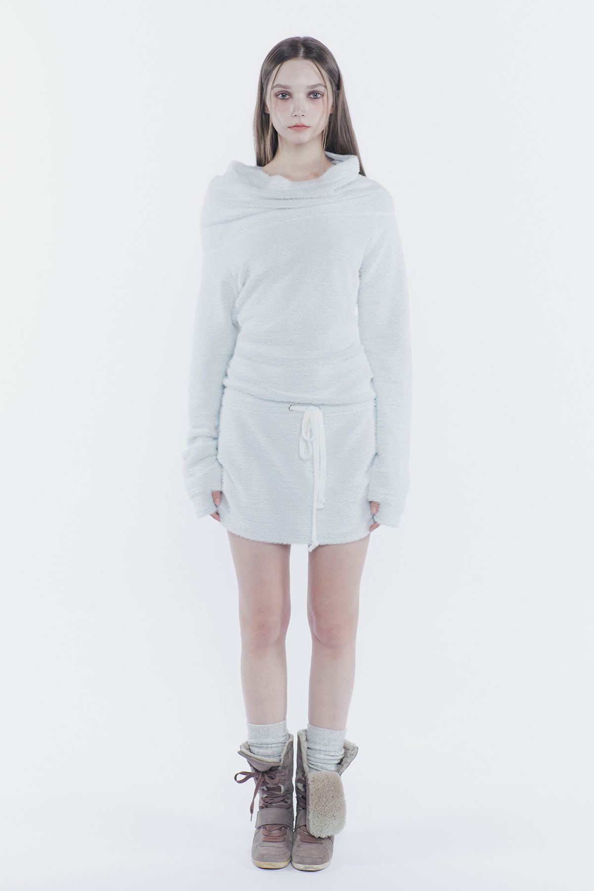 페인오어플레져(PAINORPLEASURE) MISTY LOOSE DRESS light grey