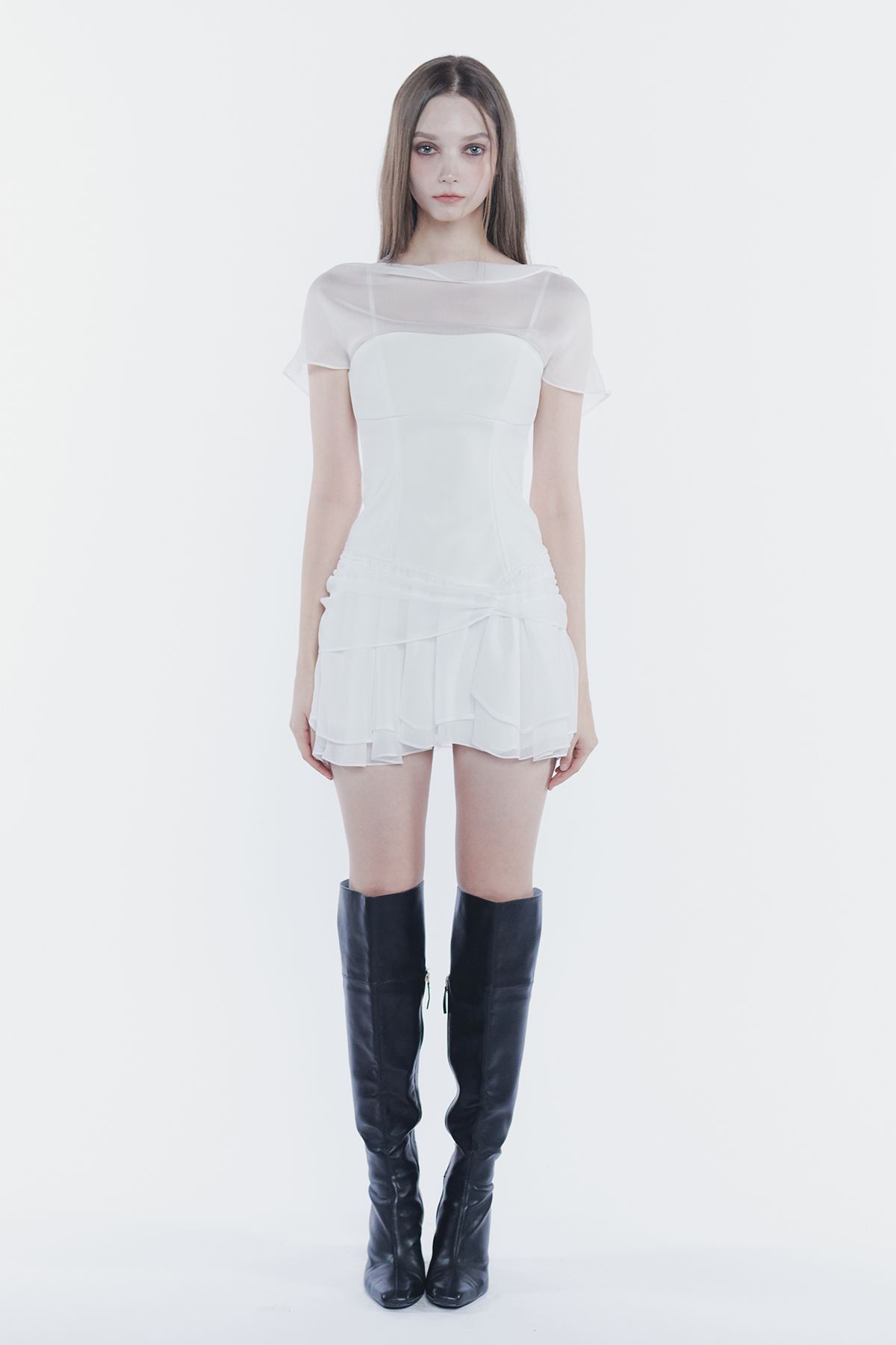 페인오어플레져(PAINORPLEASURE) MERRY CHIFFON DRESS white