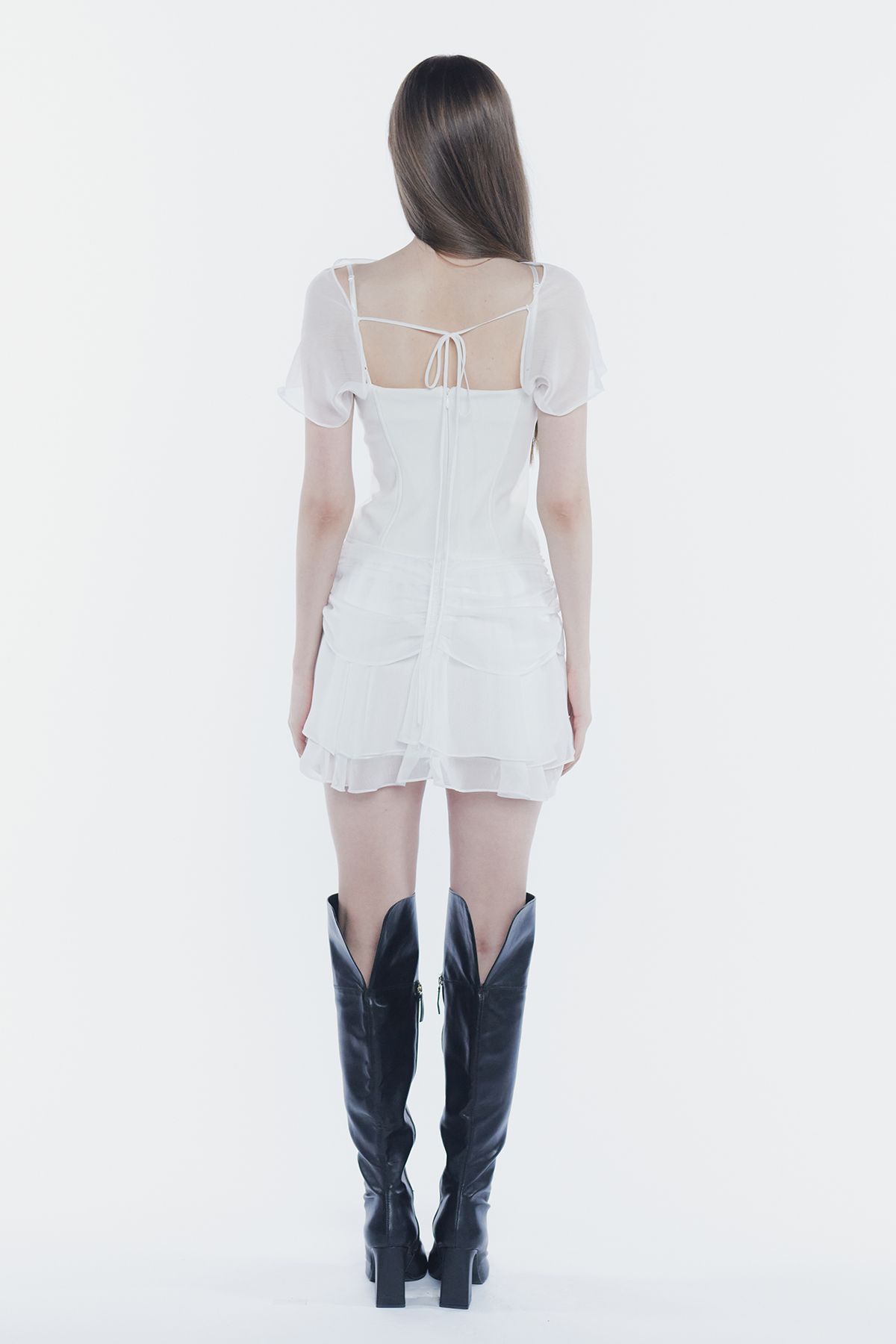 페인오어플레져(PAINORPLEASURE) MERRY CHIFFON DRESS white