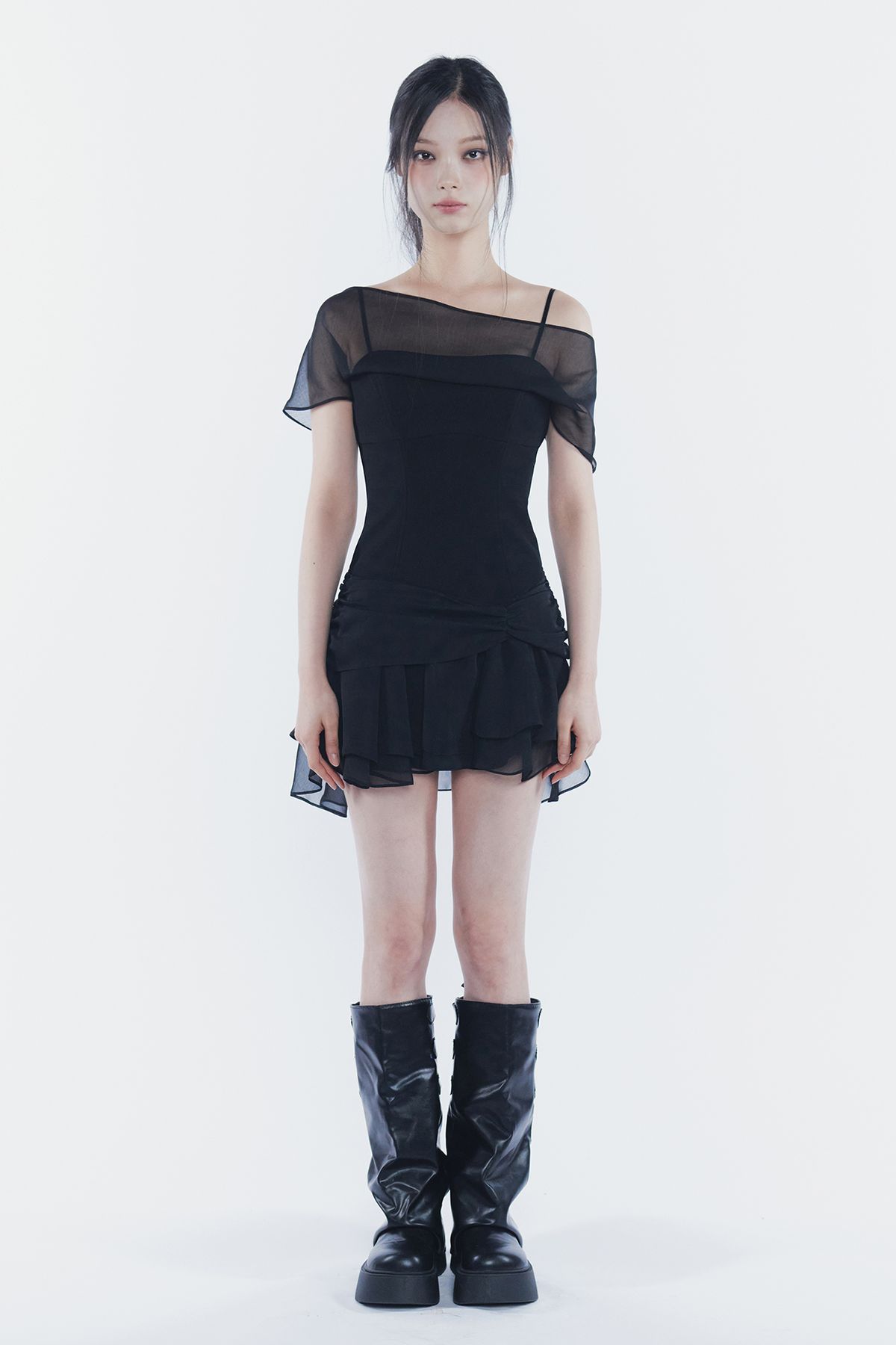 페인오어플레져(PAINORPLEASURE) MERRY CHIFFON DRESS black