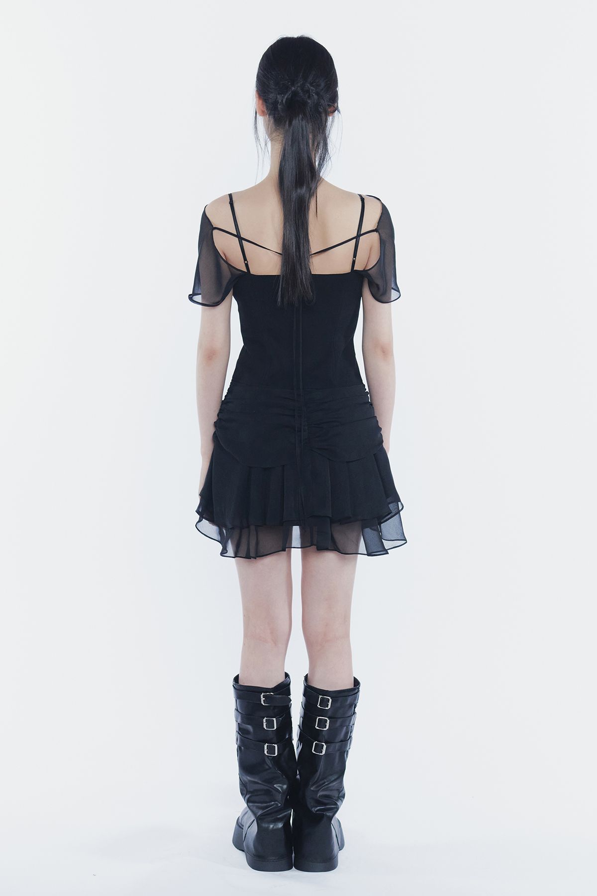 페인오어플레져(PAINORPLEASURE) MERRY CHIFFON DRESS black