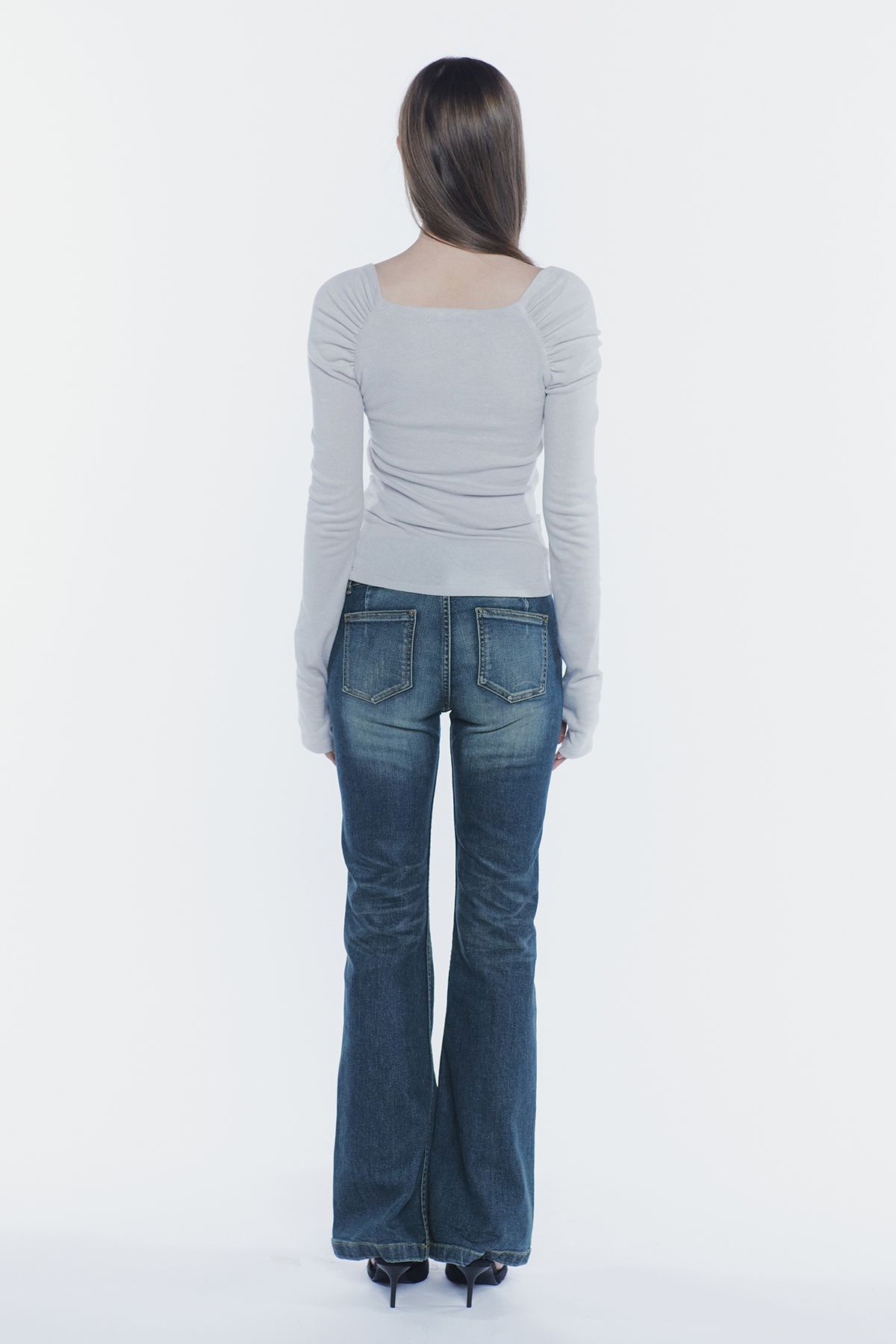 페인오어플레져(PAINORPLEASURE) VERA BELTED BOOT-CUT DENIM blue