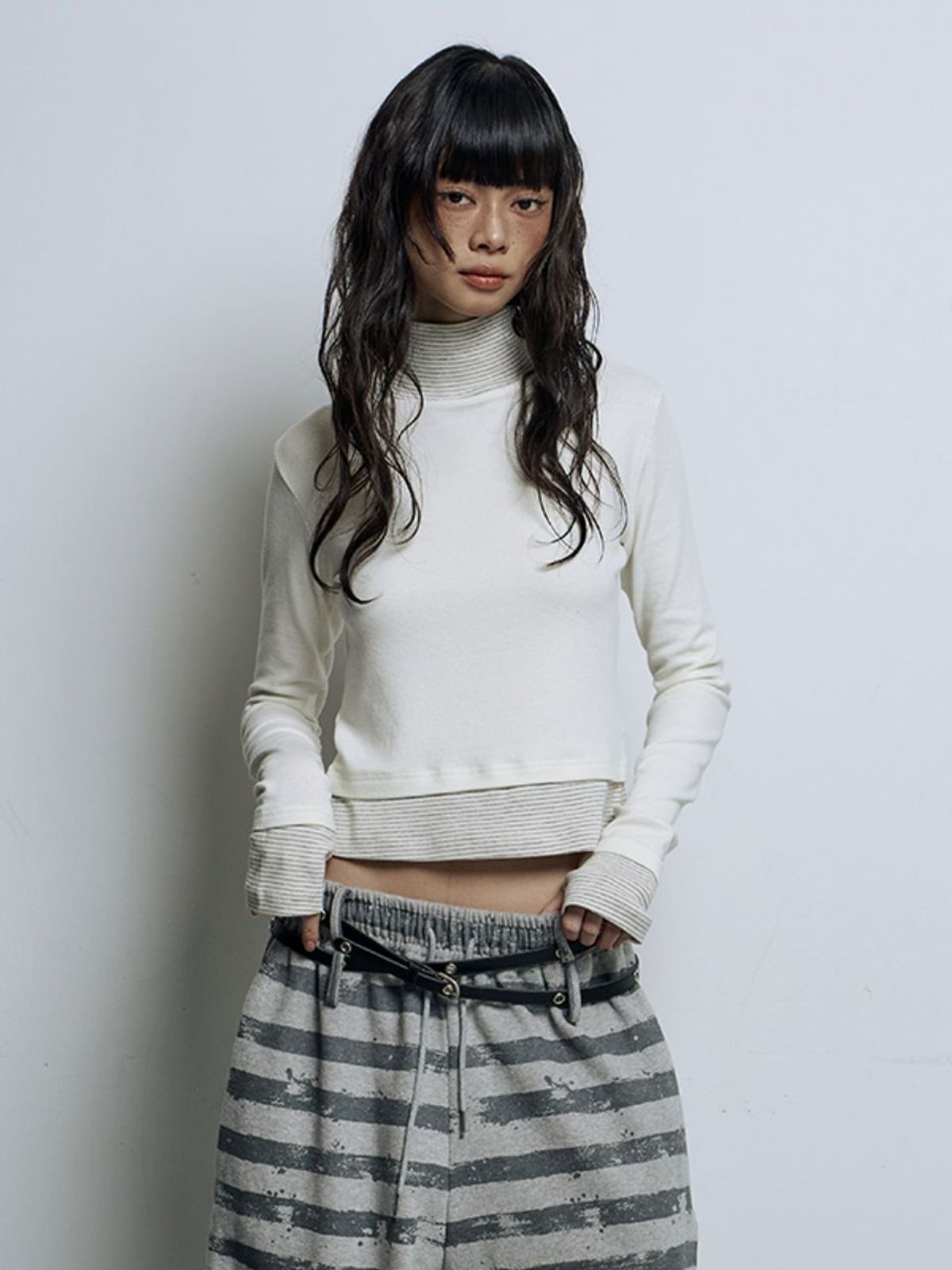 라미(RAMEE) 배색 워머 롱 슬리브 티셔츠 3COLOR