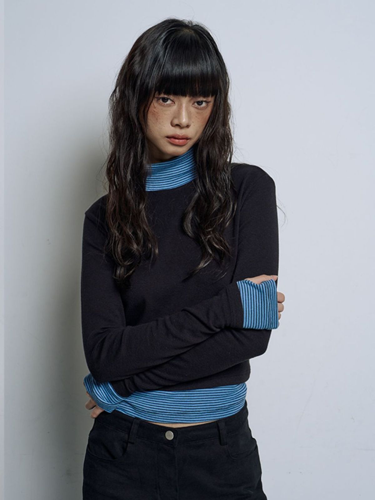 라미(RAMEE) 배색 워머 롱 슬리브 티셔츠 3COLOR