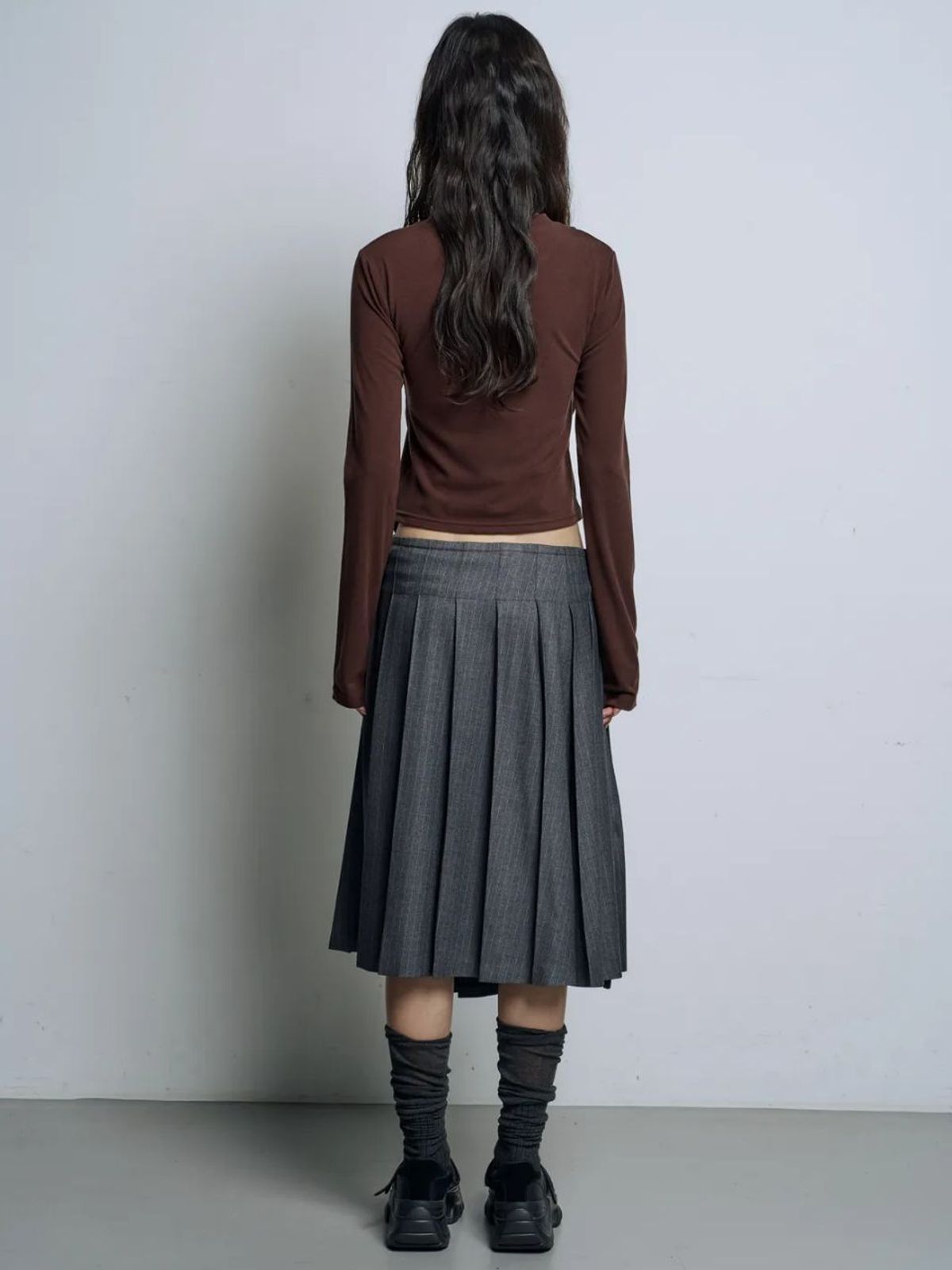 라미(RAMEE) 언발 스트링 더블 루프탑 기모 티셔츠 3COLOR