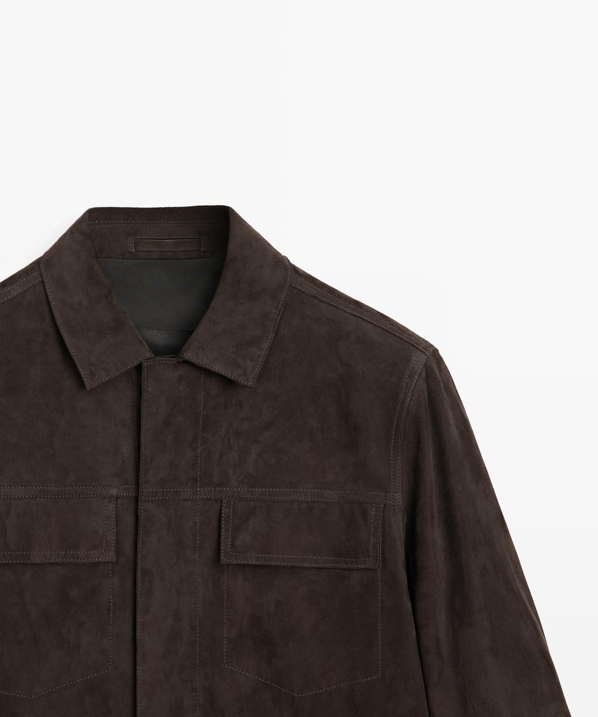 마시모두띠(MASSIMO DUTTI) 포켓 디테일 스웨이드 레더 자켓