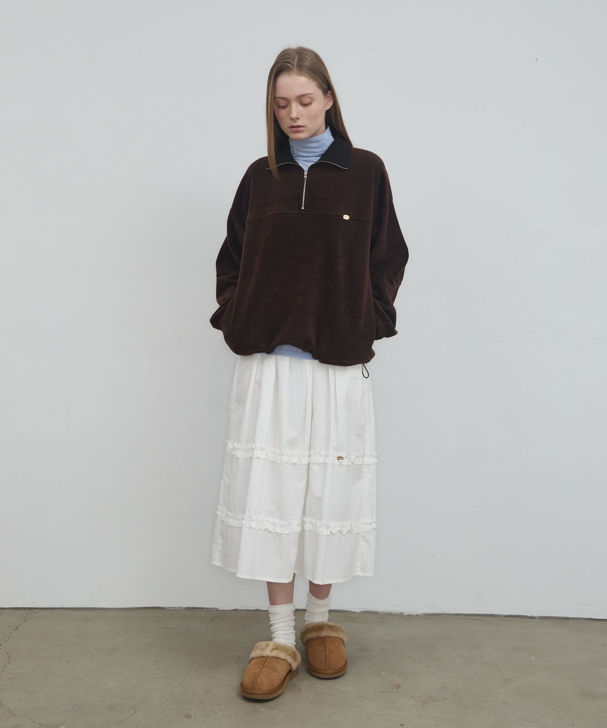 아노에틱(ANOETIC) ANC SOFT HALF ZIP-UP FLEECE_BROWN