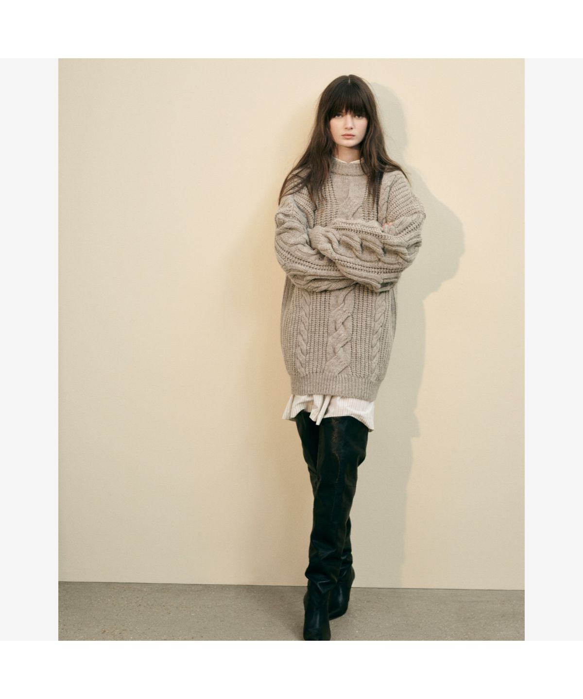 이로 우먼(IROWOMEN) STONE 오버핏 롱 부츠 IS3AW25104BKX