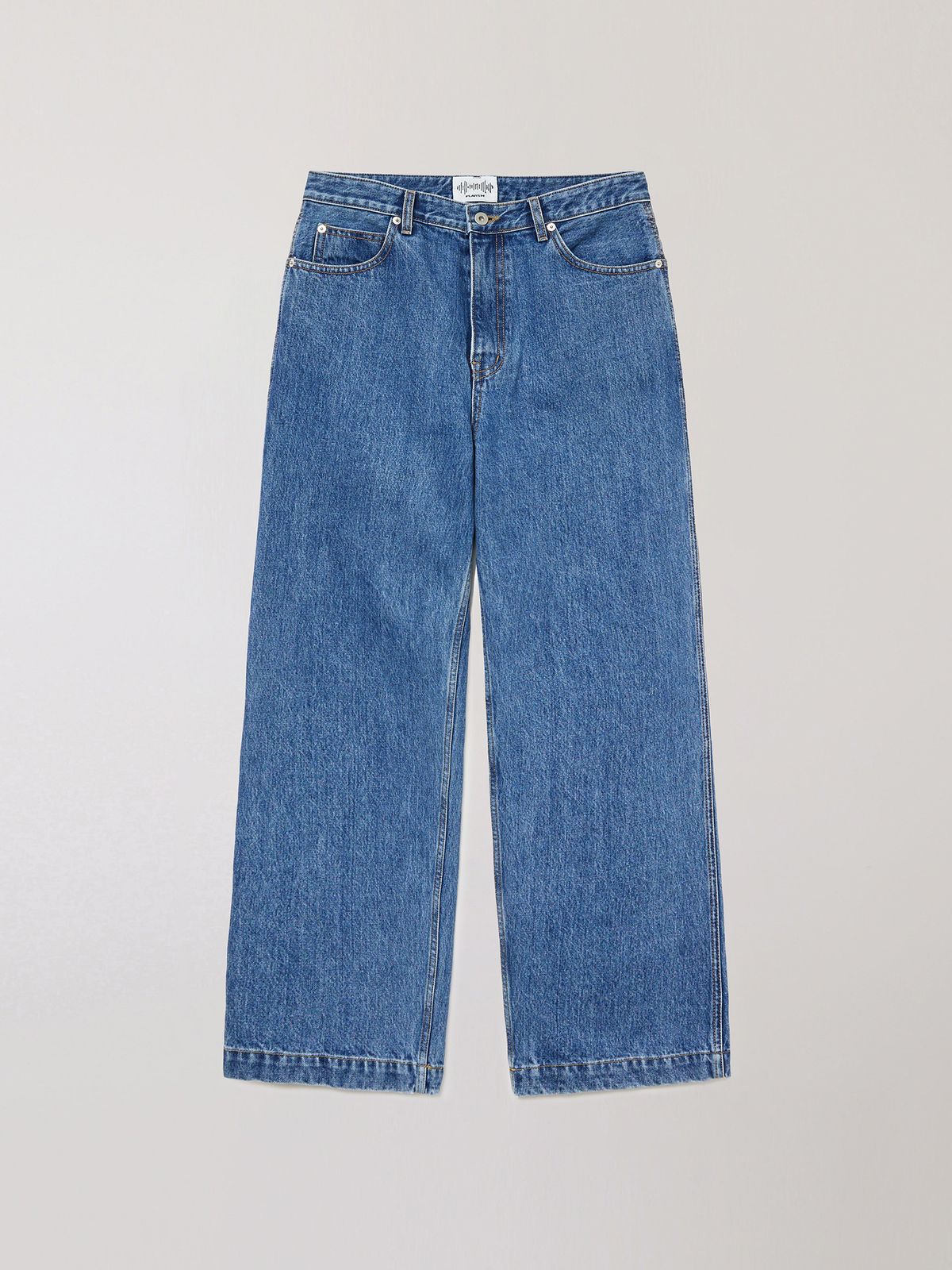 플라비즘(PLAVISM) Wide Fit Washed Denim - Light Blue