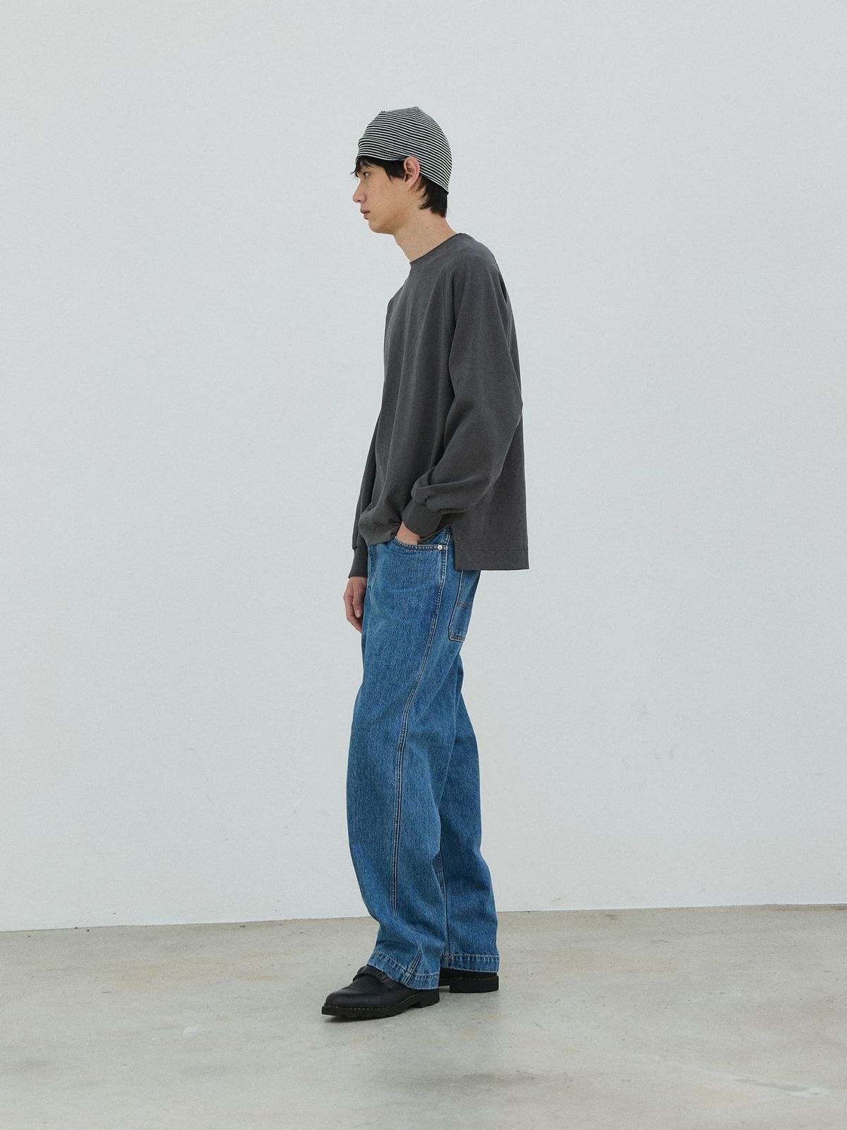 플라비즘(PLAVISM) Wide Fit Washed Denim - Light Blue