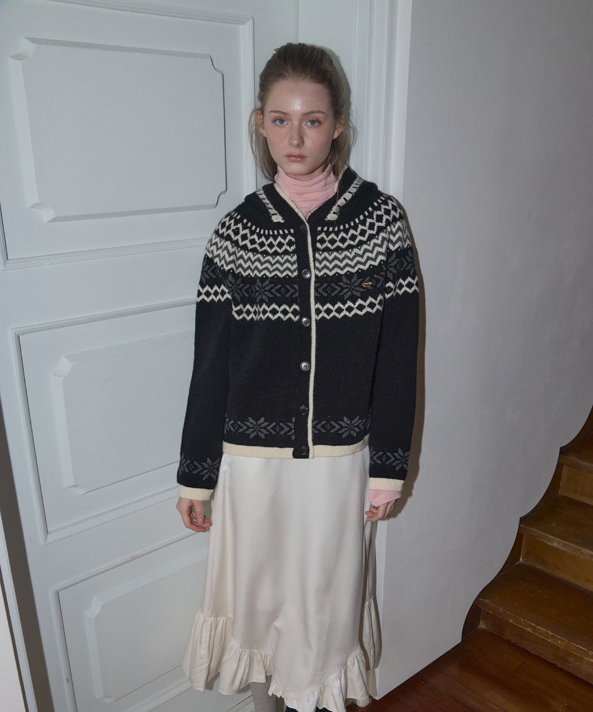 아노에틱(ANOETIC) NORDIC HOODIE KNIT CARDIGAN_BLACK