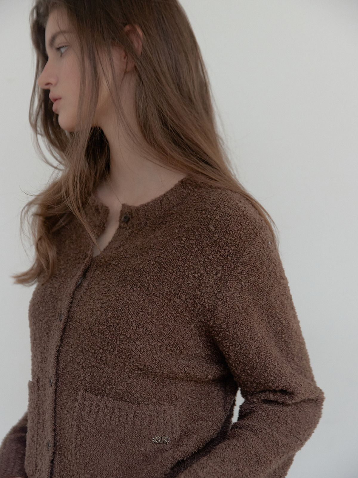 아수라(ASURA) BOUCLE TEXTURE CARDIGAN (BROWN)