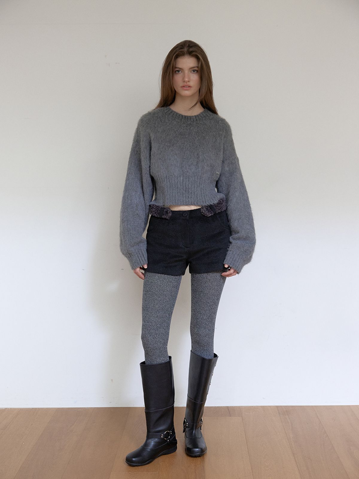 아수라(ASURA) FUR BELT MICRO PANTS (BLACK)