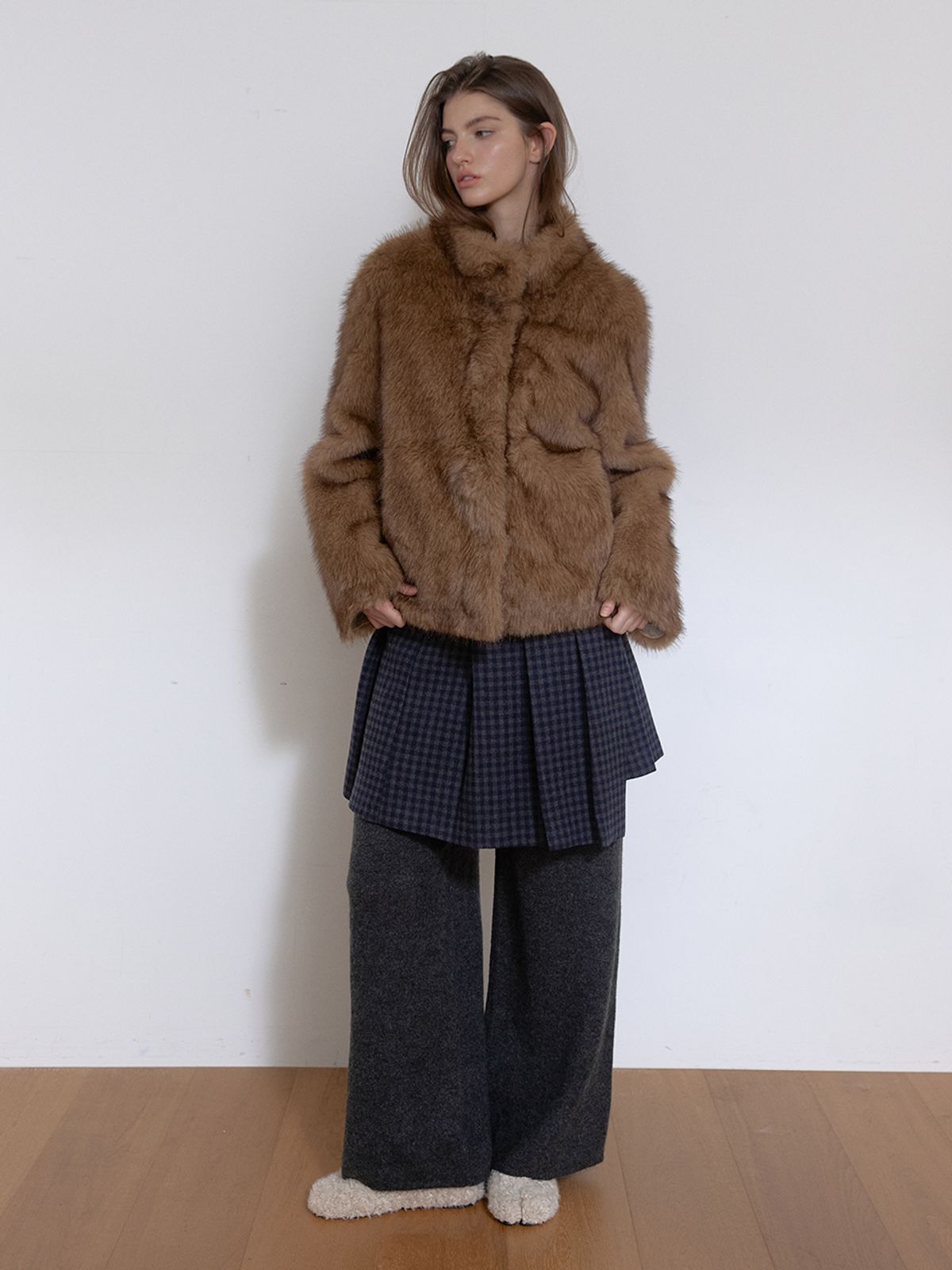 아수라(ASURA) MIST TONE FUR JACKET (BROWN)