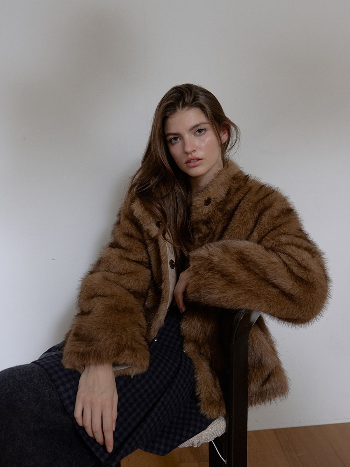 아수라(ASURA) MIST TONE FUR JACKET (BROWN)