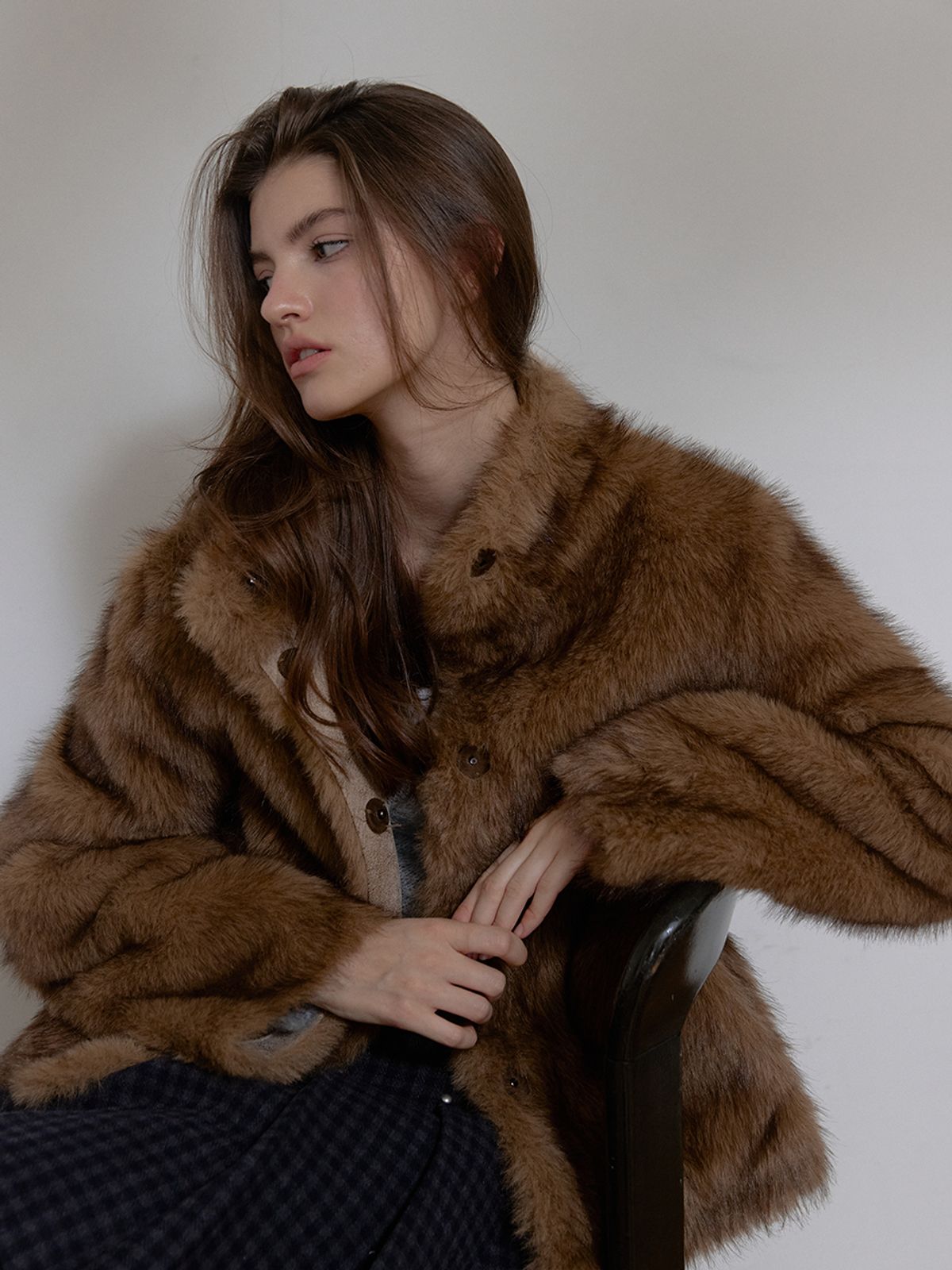아수라(ASURA) MIST TONE FUR JACKET (BROWN)
