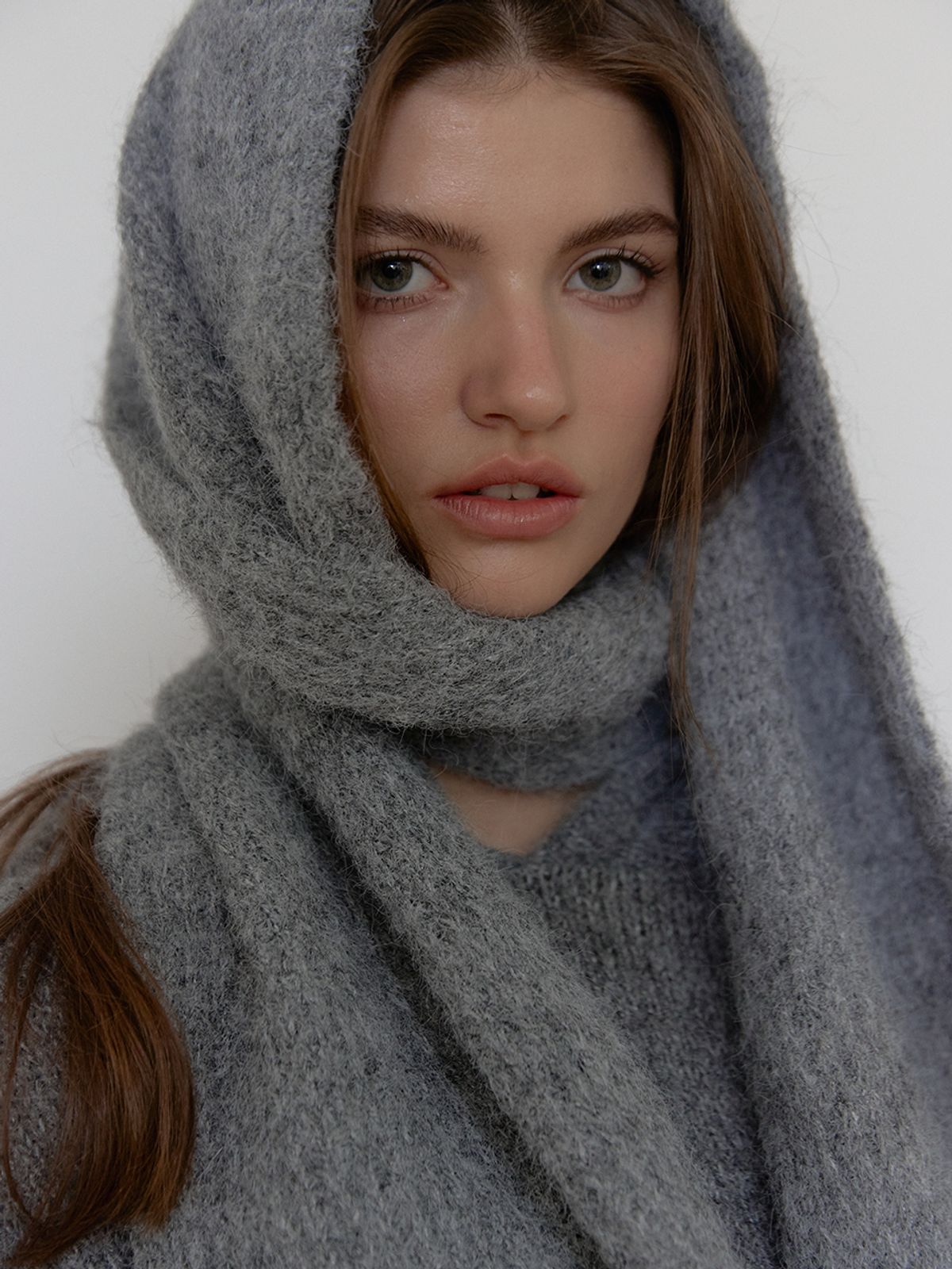 아수라(ASURA) WOOL KNIT MUFFLER (GREY)