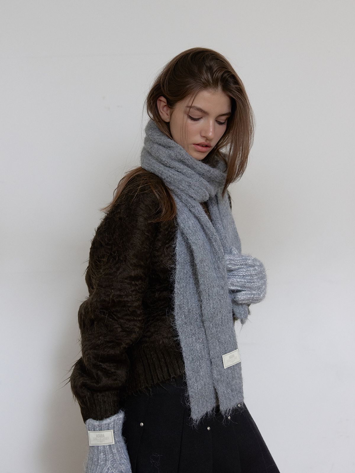 아수라(ASURA) WOOL KNIT MUFFLER (GREY)