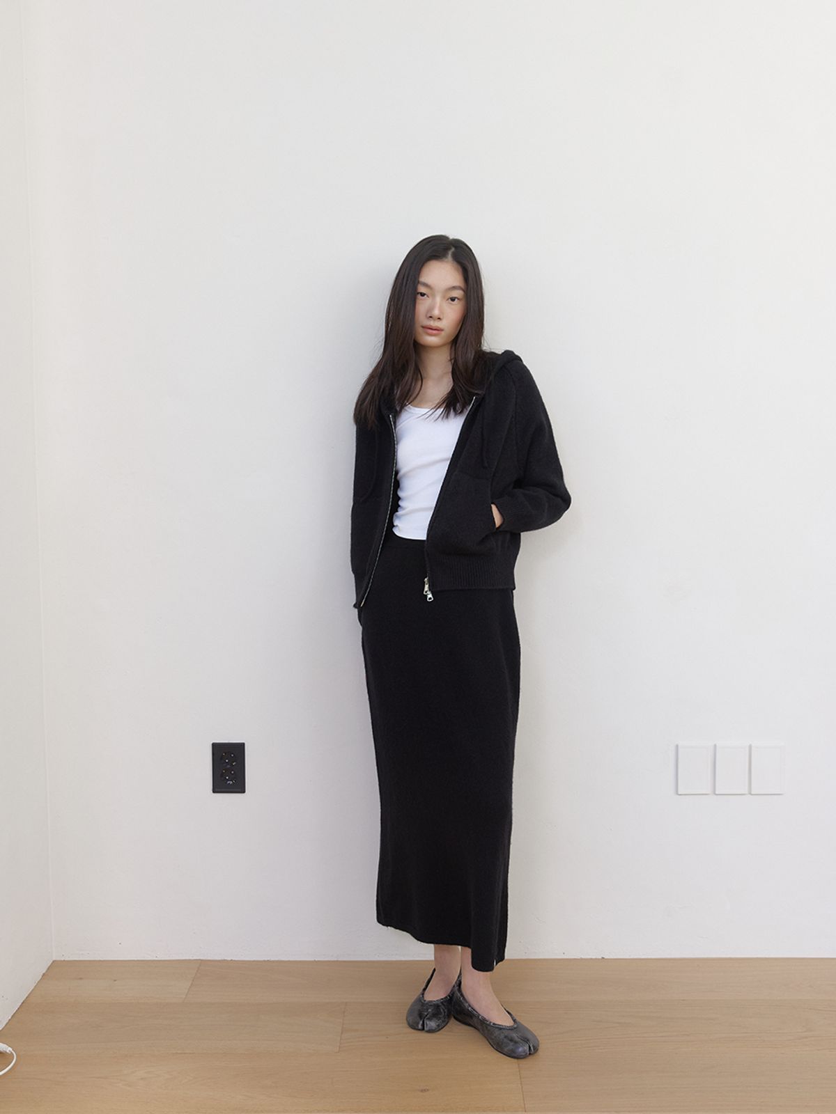 아수라(ASURA) AS BASIC KNIT MIDI SKIRT (BLACK)