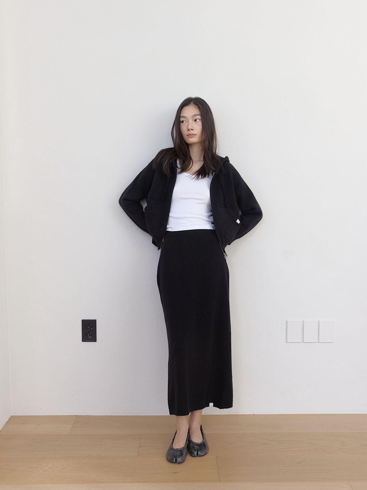 아수라(ASURA) AS BASIC KNIT MIDI SKIRT (BLACK)
