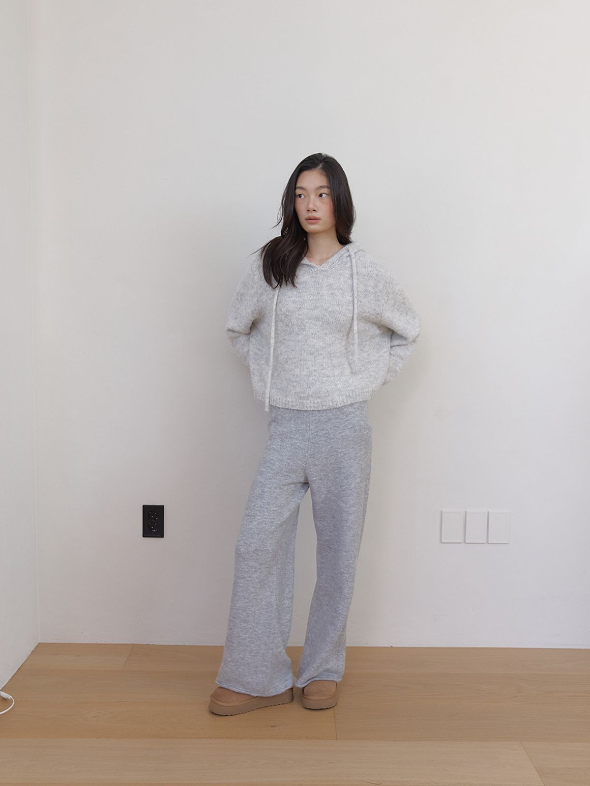 아수라(ASURA) AS BASIC WOOL KNIT HOODY (MELANGE GREY)