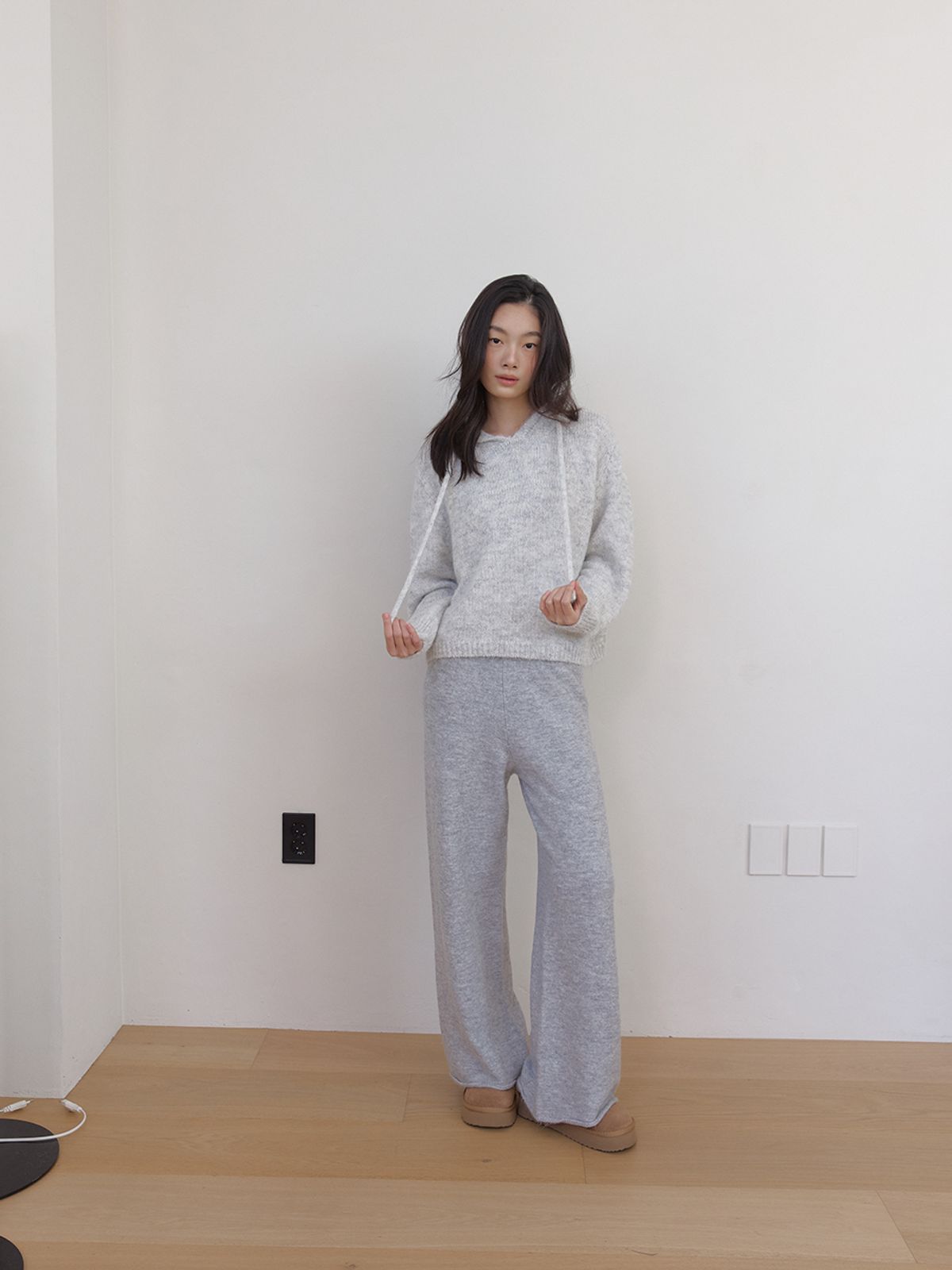 아수라(ASURA) AS BASIC WOOL KNIT HOODY (MELANGE GREY)