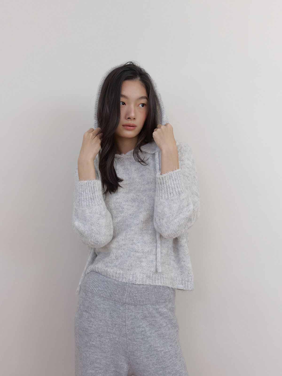 아수라(ASURA) AS BASIC WOOL KNIT HOODY (MELANGE GREY)