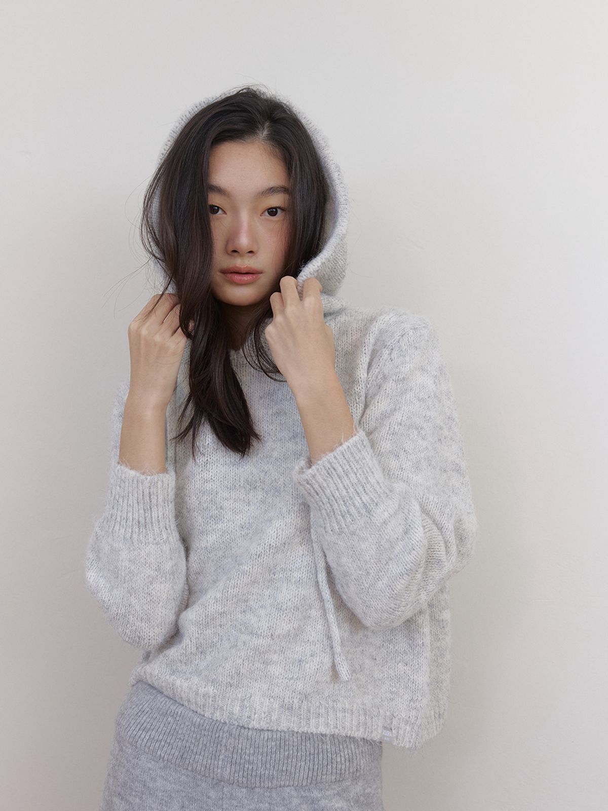 아수라(ASURA) AS BASIC WOOL KNIT HOODY (MELANGE GREY)