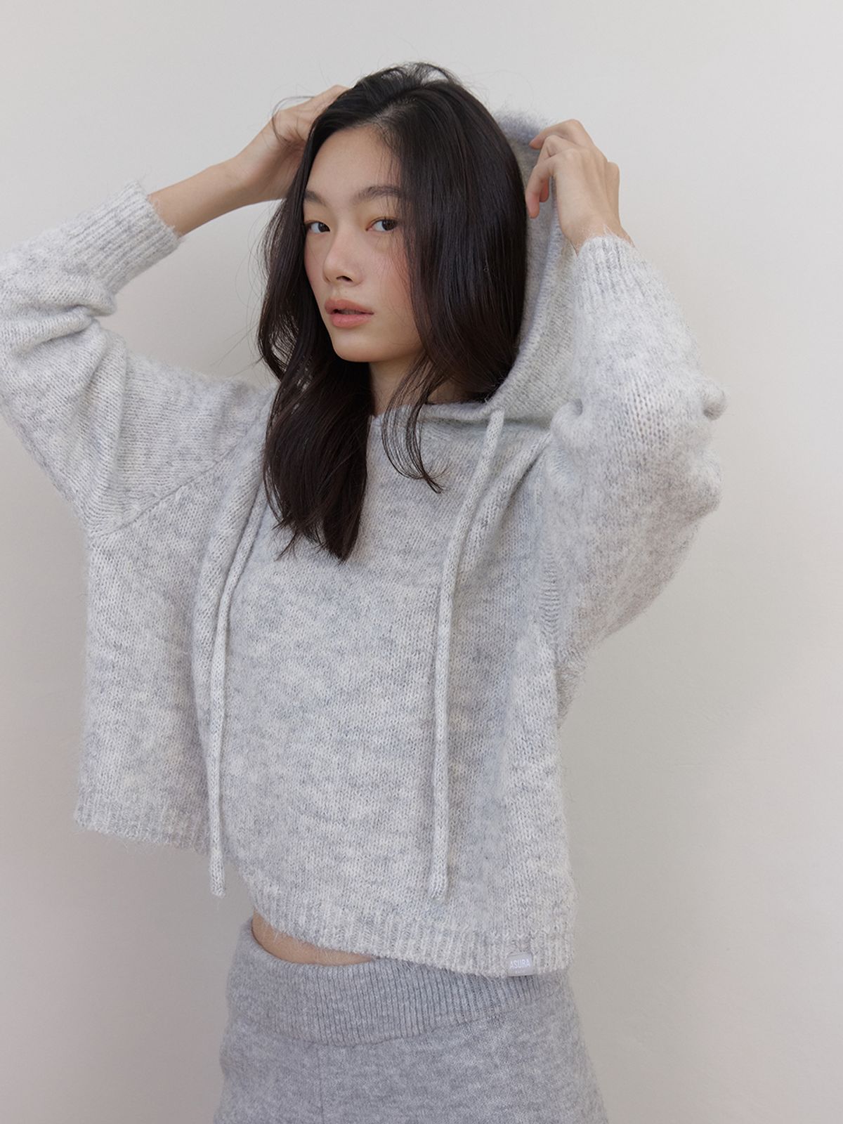 아수라(ASURA) AS BASIC WOOL KNIT HOODY (MELANGE GREY)