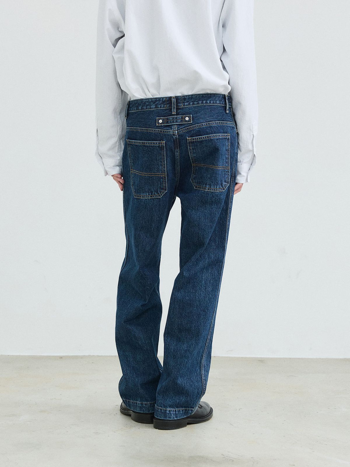 플라비즘(PLAVISM) Wide Fit Washed Denim Pants - Deep Blue