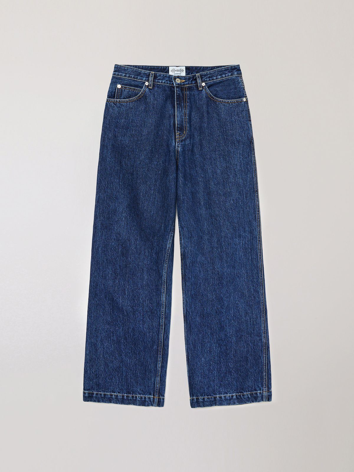 플라비즘(PLAVISM) Wide Fit Washed Denim Pants - Deep Blue