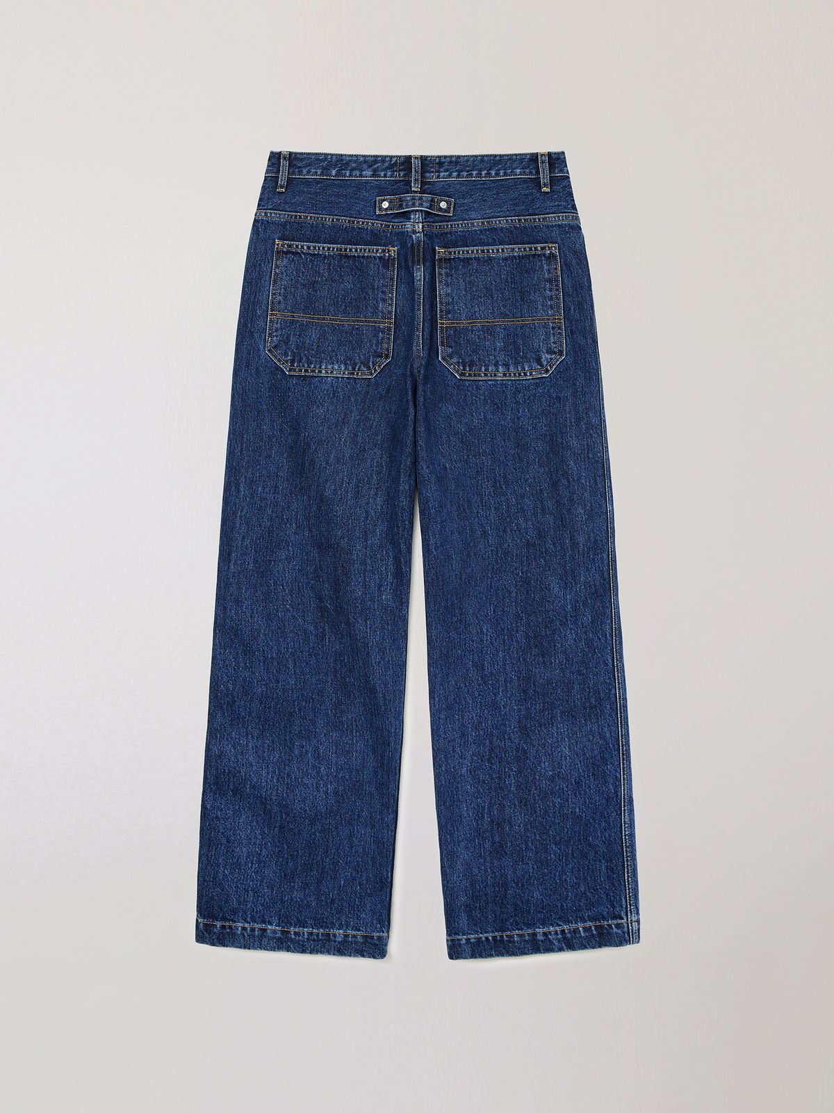 플라비즘(PLAVISM) Wide Fit Washed Denim Pants - Deep Blue
