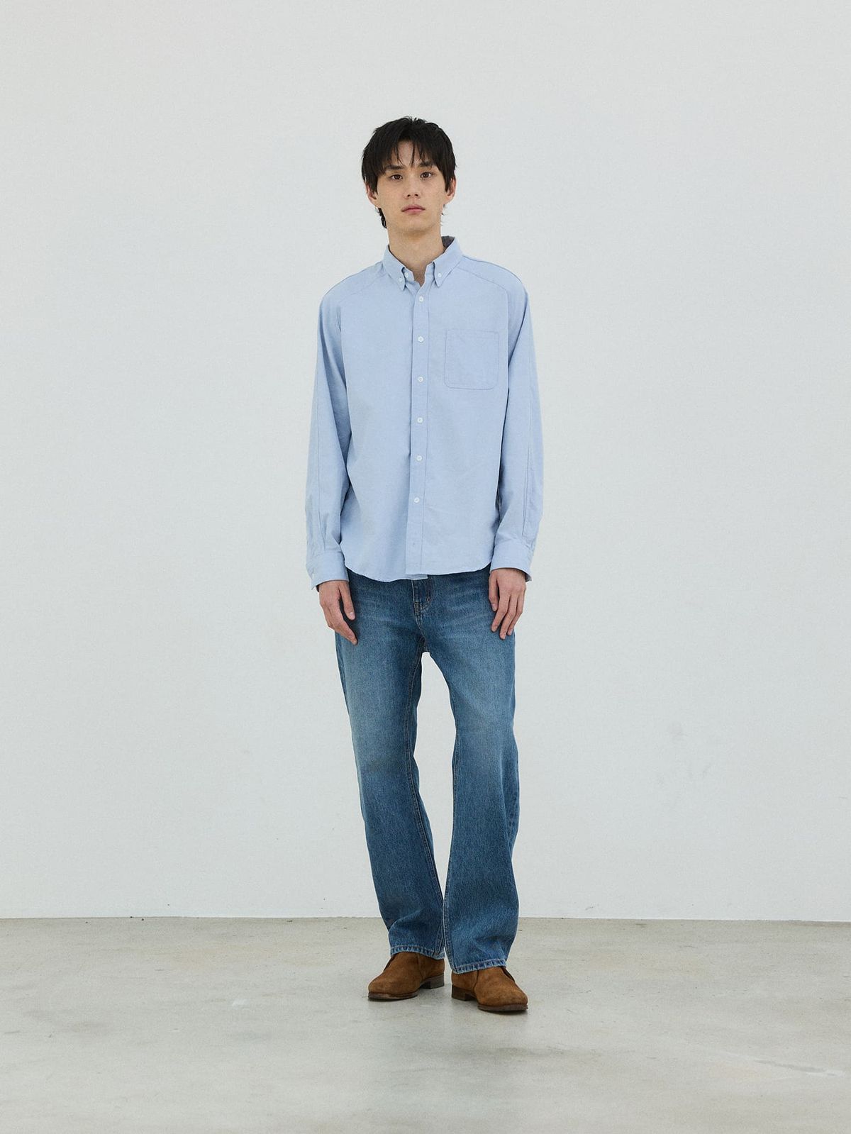 플라비즘(PLAVISM) Regular Washed Denim - Indigo Blue
