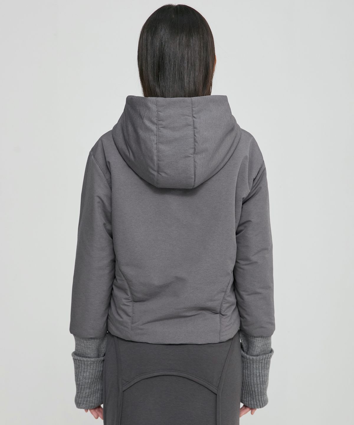 플레어업(FLAREUP) Hooded Asymmetrical Puffer Jacket (FL-053_Gray)