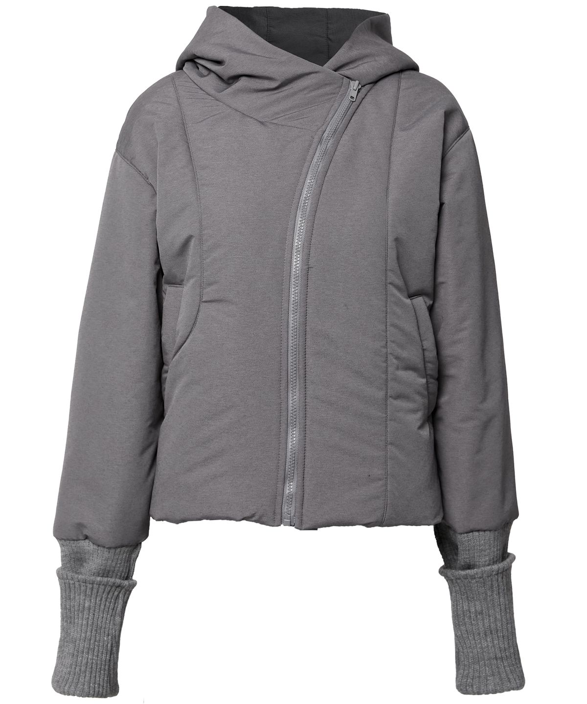 플레어업(FLAREUP) Hooded Asymmetrical Puffer Jacket (FL-053_Gray)