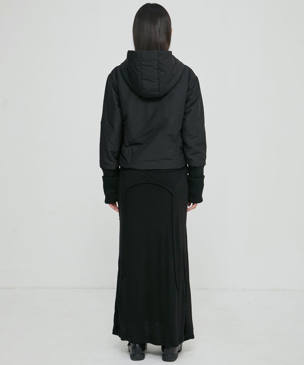 플레어업(FLAREUP) Hooded Asymmetrical Puffer Jacket (FL-053_Black)