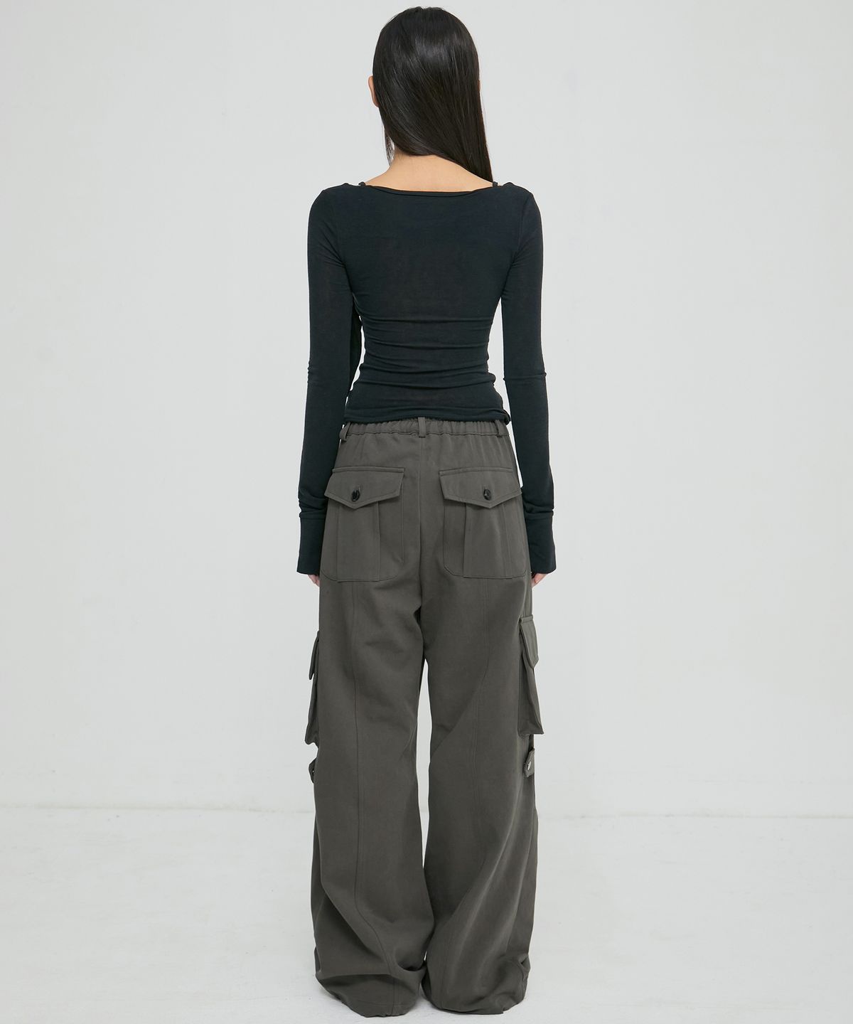플레어업(FLAREUP) Wide Cargo Pants (FL-262_Grayish Khaki)