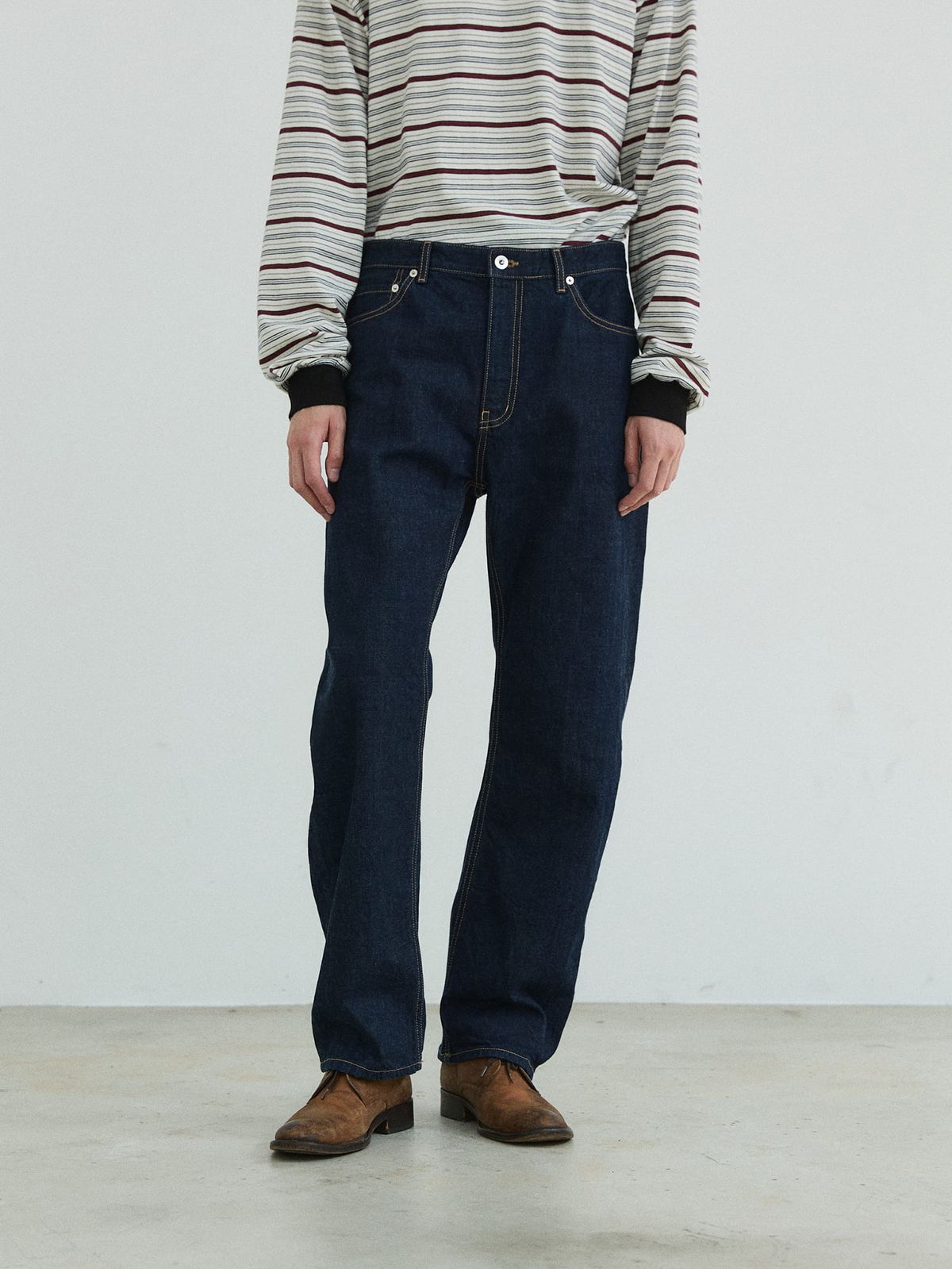 플라비즘(PLAVISM) Regular Washed Denim - Raw Indigo