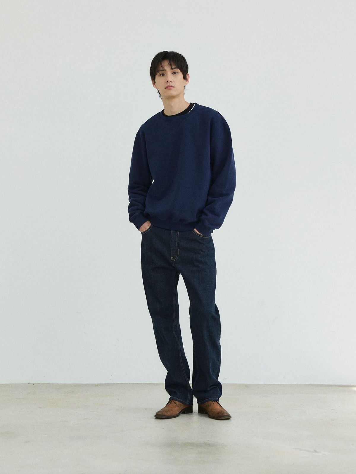 플라비즘(PLAVISM) Regular Washed Denim - Raw Indigo