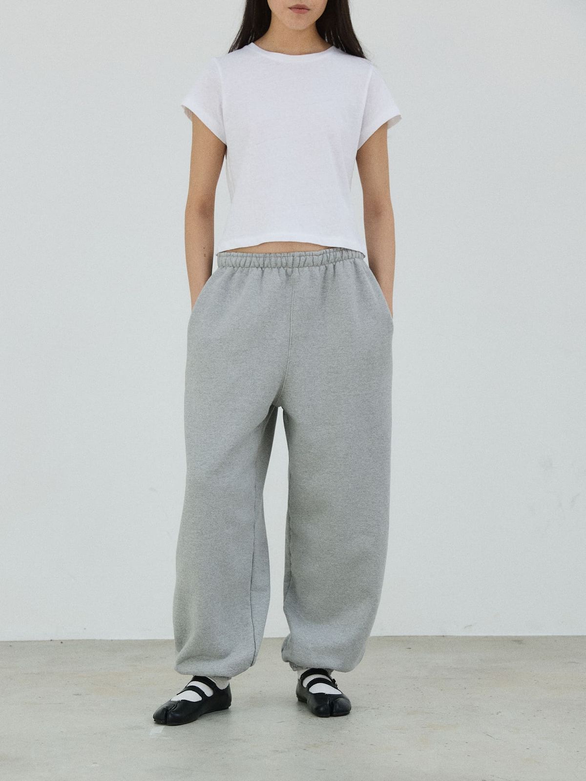 플라비즘(PLAVISM) Washed Relaxed Sweatpants - Heather Grey
