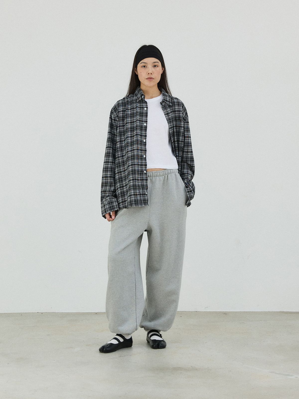 플라비즘(PLAVISM) Washed Relaxed Sweatpants - Heather Grey