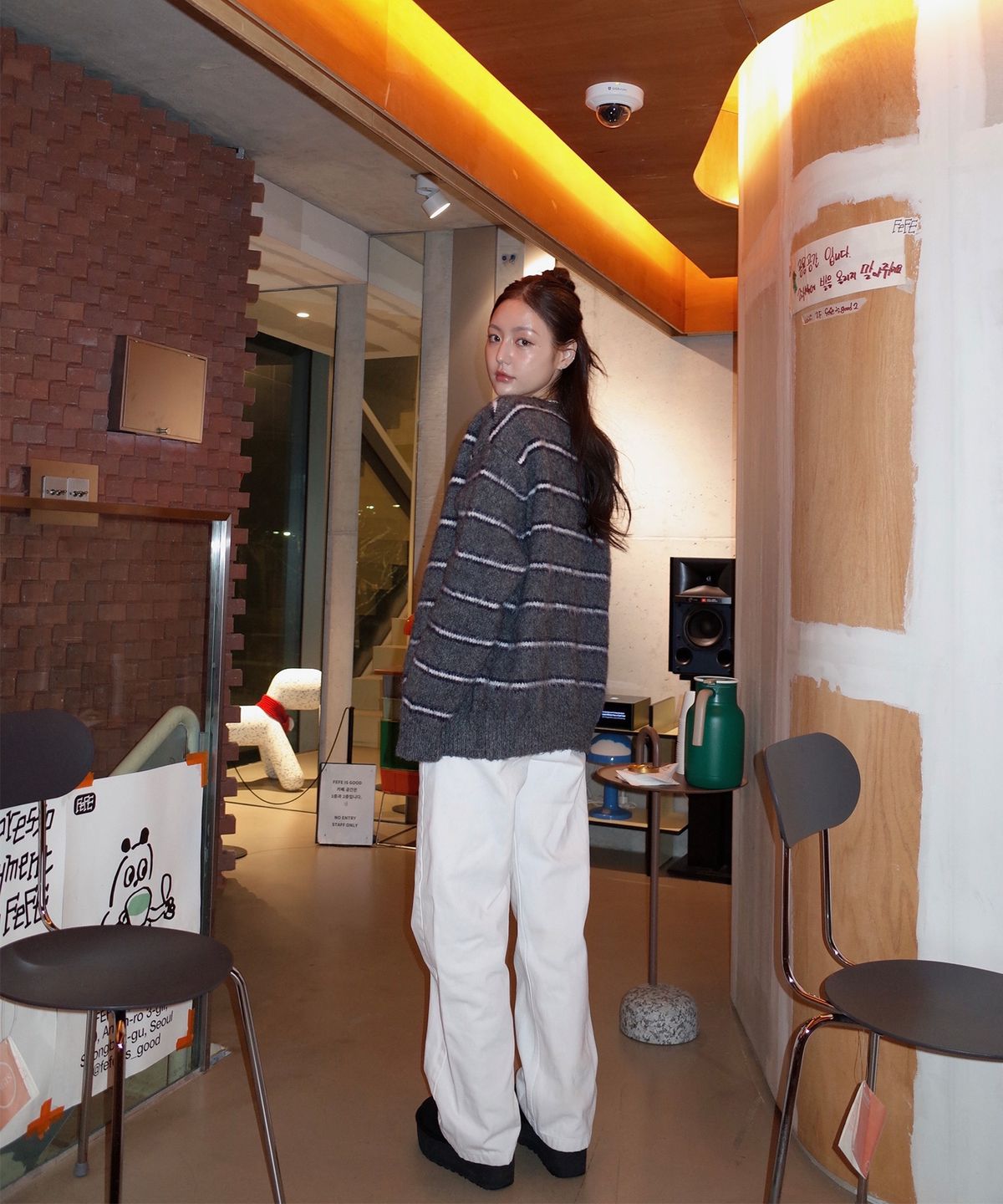 미쏘(MIXXO) [울블렌드] 헤어리 스트라이프 가디건_MIWCKFV09T